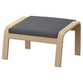 POÄNG Footstool, white stained oak veneer, Skiftebo dark grey