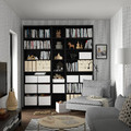 BILLY Bookcase comb w extension units, black oak effect, 200x28x237 cm