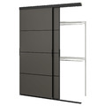 SKYTTA / BOAXEL Reach-in wardrobe with sliding door, black double sided/Mehamn dark grey, 177x65x240 cm