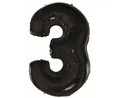 Foil Balloon Number 3, black, 92cm