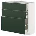 METOD / MAXIMERA Base cabinet with 3 drawers, white/Havstorp deep green, 80x37 cm