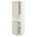 METOD High cab f micro w 2 doors/shelves, white/Havstorp beige, 60x60x200 cm