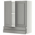 METOD / MAXIMERA Wall cabinet w 2 doors/2 drawers, white/Bodbyn grey, 80x100 cm