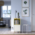 EKET Cabinet combination with legs, white pale yellow/wood, 35x35x80 cm