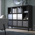 KALLAX Shelving unit with underframe, black-brown/black, 147x129 cm