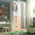 SMÅSTAD / PLATSA Wardrobe, white/birch with 4 drawers, 60x42x181 cm