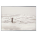 BJÖRKSTA Picture with frame, bridge and clouds/aluminium-colour, 200x140 cm