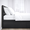 MALM Bed frame, high, w 4 storage boxes, black-brown, 160x200 cm