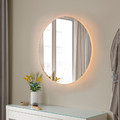 SKEJSEL Mirror with integrated lighting, round dimmable