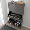 STÄLL Shoe cabinet with 3 compartments, dark grey, 79x29x148 cm