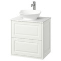 TÄNNFORSEN/VÄSTERSJÖN Wash-stnd w drawers/wash-basin/tap, white/white marble effect, 62x49x79 cm