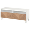 BESTÅ TV bench with drawers, white/Hedeviken/Stubbarp oak veneer, 120x42x48 cm