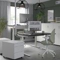 MITTZON Desk sit/stand, electric black stained ash veneer/white, 140x60 cm