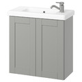 ENHET / TVÄLLEN Wash-stnd w doors/wash-basin/tap, grey/grey frame, 64x33x65 cm