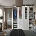 PAX / GRIMO Wardrobe with sliding doors, white/clear glass white, 200x66x236 cm