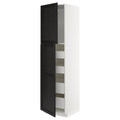 METOD / MAXIMERA Hi cab w 2 doors/4 drawers, white/Lerhyttan black stained, 60x60x220 cm