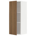 METOD Wall cabinet with shelves, white/Tistorp brown walnut effect, 40x100 cm