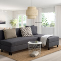 BORGÅSEN 3-seat sofa with chaise longue, dark grey