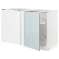 METOD Corner base cab w pull-out fitting, white/Kallarp light grey-blue, 128x68 cm