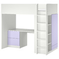 SMÅSTAD Loft bed, white lilac/with desk with 3 drawers, 90x200 cm