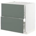 METOD / MAXIMERA Base cab f sink+2 fronts/2 drawers, white/Bodarp grey-green, 80x60 cm
