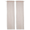 BYMOTT Curtains, 1 pair, white/beige striped, 120x250 cm