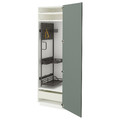 METOD / MAXIMERA High cabinet with cleaning interior, white/Nickebo matt grey green, 60x60x200 cm