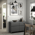 BESTÅ Storage combination w doors/drawers, dark grey/Västerviken/Stubbarp dark grey, 120x42x74 cm