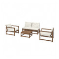 NÄMMARÖ 4-seat conversation set, outdoor, light brown stained/Kuddarna light grey-beige