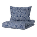 JÄTTEVALLMO Quilt cover and 2 pillowcases, 200x200/50x60 cm, dark blue/white
