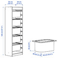 TROFAST Storage combination with boxes, white/dark grey, 46x30x145 cm