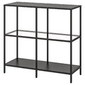 VITTSJÖ Shelving unit, black-brown, glass, 100x93 cm