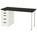 LAGKAPTEN / ALEX Desk, black-brown/white, 140x60 cm