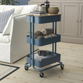 RÅSKOG / NORRÅVA Trolley with lid, grey-blue, 35x45x77 cm