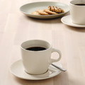 FÄRGKLAR Cup with saucer, glossy beige, 25 cl, 4 pack