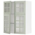 METOD Wall cabinet w shelves/4 glass drs, white/Stensund light green, 80x100 cm