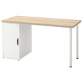 LAGKAPTEN / ALEX Desk, white stained/oak effect white, 140x60 cm