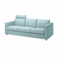 VIMLE Cover for 3-seat sofa, with headrest/Saxemara light blue