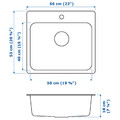 LÅNGUDDEN Inset sink, 1 bowl, stainless steel, 56x53 cm