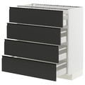 METOD / MAXIMERA Base cab 4 frnts/4 drawers, white/Upplöv matt anthracite, 80x37 cm