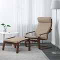 POÄNG Armchair, brown, Hillared beige