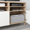 BESTÅ TV bench with doors, white stained oak effect/Lappviken/Stubbarp white, 120x42x74 cm