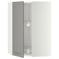 METOD Corner wall cabinet with carousel, white/Bodbyn grey, 67.5x67.5x100 cm