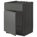 METOD Base cabinet f sink w door/front, black/Voxtorp dark grey, 60x60 cm