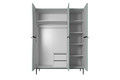 Wardrobe Nicole with Drawer Unit 150 cm, sage, black handles and legs