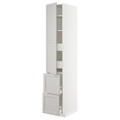 METOD / MAXIMERA Hi cab w shlvs/4 drawers/dr/2 frnts, white/Lerhyttan light grey, 40x60x220 cm