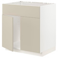 METOD Base cabinet f sink w 2 doors/front, white/Havstorp beige, 80x60 cm