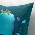 BLÅVINGAD Cushion cover, whale pattern/blue-green, 50x50 cm