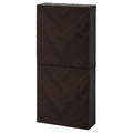 BESTÅ Wall cabinet with 2 doors, black-brown Hedeviken/dark brown stained oak veneer, 60x22x128 cm