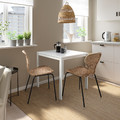 MELLTORP / ÄLVSTA Table and 2 chairs, white white/rattan black, 75x75 cm